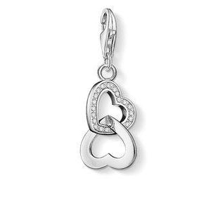 Thomas Sabo Charm Club Sterling Silver Zirconia Interlocking Hearts Charm, 0863-051-14.