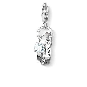 Thomas Sabo Charm Club Sterling Silver Cubic Zirconia Wedding Rings Charm, 0673-051-14.