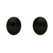 Whitby Jet Store 9ct Yellow Gold Whitby Jet Large Classic Oval Stud Earrings. E007