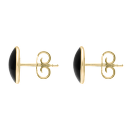Whitby Jet Store 9ct Yellow Gold Whitby Jet Large Classic Oval Stud Earrings. E007