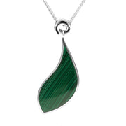 00114813 C W Sellors Sterling Silver Malachite Acanthus Leaf Necklace, P2028.