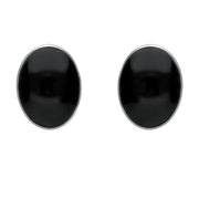 00069519 Whitby Jet Store Silver Whitby Jet Medium Classic Oval Stud Earrings. E006