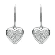 00120808 C W Sellors Sterling Silver Cubic Zirconia Small Heart Drop Earrings. E2024