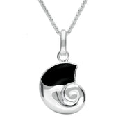 00045310 C W Sellors Sterling Silver Whitby Jet Ammonite Shaped Necklace, P1677