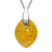 00041311 C W Sellors Silver and Amber Wide Marquise Necklace, P1410