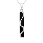 00046029 C W Sellors Sterling Silver Whitby Jet Four Stone Curved Oblong Necklace, P785. 