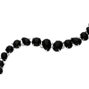 Whitby Jet Bracelet Organic Design Set With Diamonds 18ct White Gold. B887.