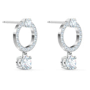 Swarovski Attract White Rhodium Plated Circle Crystal Drop Earrings 5563278