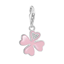 Thomas Sabo Charmista Sterling Silver Pink Cloverleaf Charm Pendant