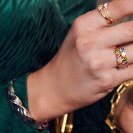 Sif Jakobs Belluno 18ct Gold Plated Sterling Silver Multicolour Zirconia Band Ring