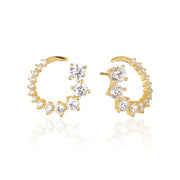 Sif Jakobs Belluno 18ct Gold Plated Sterling Silver White Zirconia Circle Stud Earrings, SJ-E42109-CZ-SG