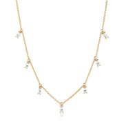 Sif Jakobs Princess 18ct Gold Plated Sterling Silver White Zirconia Baguette Necklace, SJ-C1074-CZ-YG