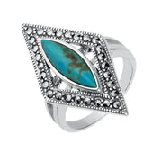 Sterling Silver Turquoise Marcasite Triangle Ring R820