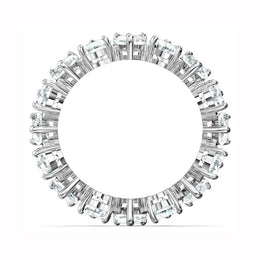 Swarovski Vittore Rhodium Plated Pear Cut Crystal Ring Size 60