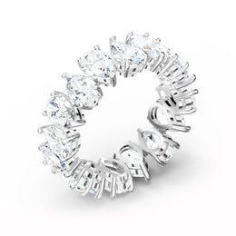 Swarovski Vittore Rhodium Plated Pear Cut Crystal Ring Size 58