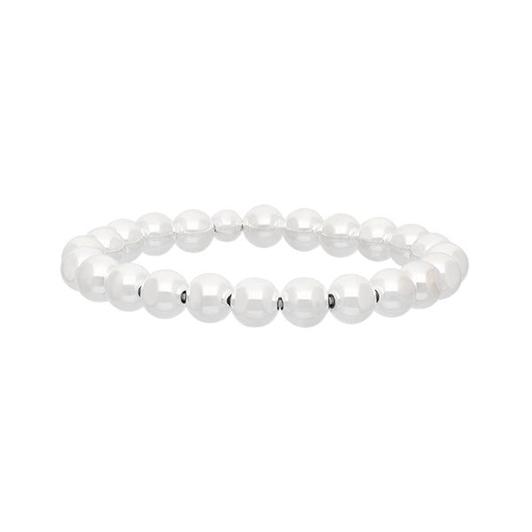 Sterling Silver 8mm White Bead Bracelet B832
