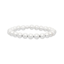 Sterling Silver 8mm White Bead Bracelet B832