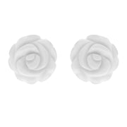 Sterling Silver Agate Tuberose 8mm White Desert Rose Stud Earrings, E2151.
