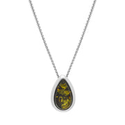 Sterling Silver Amber Framed Pear Shaped Necklace, P1645.