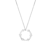 Sterling Silver Bamboo Open Circle Pendant Necklace, P2228.