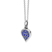 Sterling Silver Lapis Lazuli Flore Filigree Small Heart Necklace. P3629._2