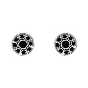 Sterling Silver Whitby Jet House of Cards Stud Earrings, E1610.