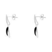 Sterling Silver Whitby Jet Offset Marquise Earrings