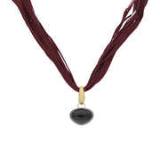 Sterling Silver Whitby Jet On Silk Necklace D N597.