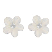 Sterling Silver White Mother of Pearl Tuberose 6mm White Mother of Pearl Stud Earrings