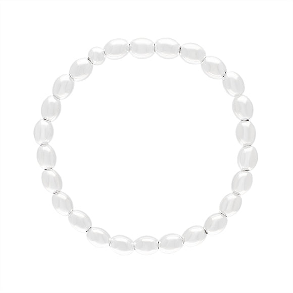 Sterling Silver White Oval Bead Bracelet