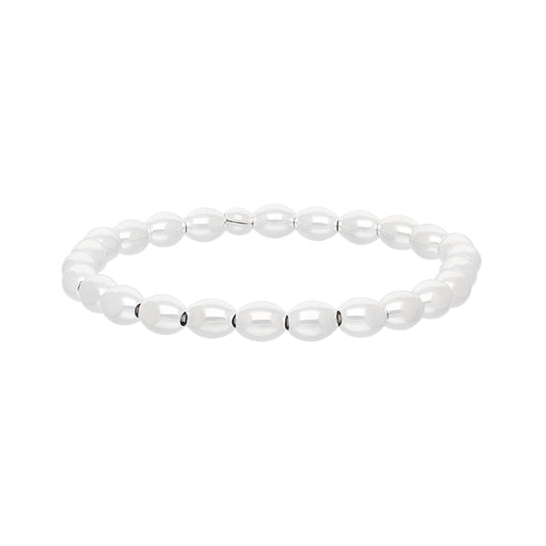 Sterling Silver White Oval Bead Bracelet B835