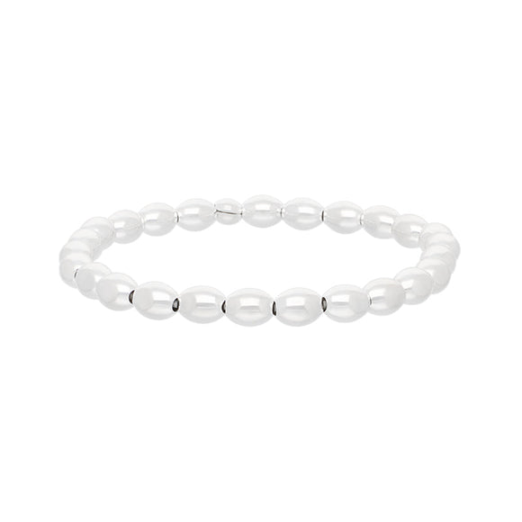 Sterling Silver White Oval Bead Bracelet B835