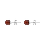 Sterling Silver Red Amber 6mm Ball Stud Earrings E1751_R_2