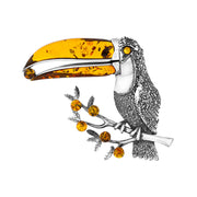 Sterling Silver Amber Large Toucan Brooch D M360