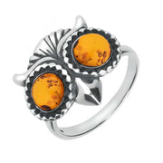 Sterling Silver Amber Owl Eyes Ring, R855