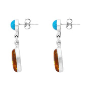 Sterling Silver Amber Turquoise Drop Earrings