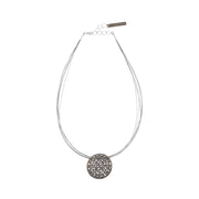 Sterling Silver Black Rhodium Cut Out Floral Necklace D