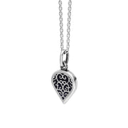 Sterling Silver Blue Goldstone Flore Filigree Small Heart Necklace. P3629._2