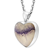 Sterling Silver Blue John Heart Pendant Necklace D