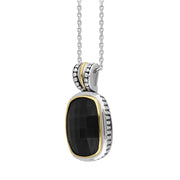 Sterling Silver Whitby Jet Faceted Oblong Necklace D