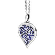 Sterling Silver Lapis Lazuli Flore Filigree Medium Heart Necklace. P3630._2