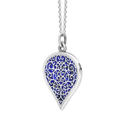 Sterling Silver Lapis Lazuli Flore Filigree Large Heart Necklace. P3631._2