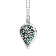 Sterling Silver Malachite Flore Filigree Large Heart Necklace. P3631._2