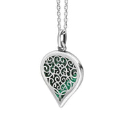 Sterling Silver Malachite Flore Filigree Medium Heart Necklace. P3630._2