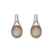 Sterling Silver Moonstone Tear Drop Oval Stud Earrings, E1167.