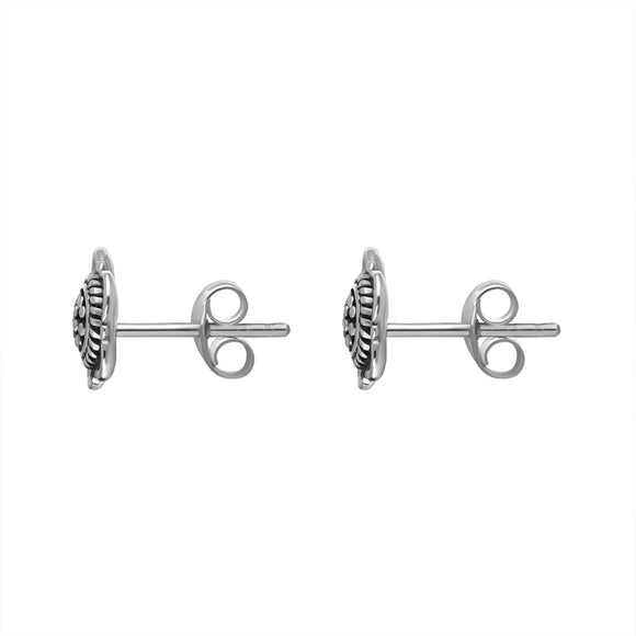 Sterling Silver Oxidised Flower Stud Earrings. E1973_2