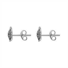 Sterling Silver Oxidised Flower Stud Earrings. E1973_2