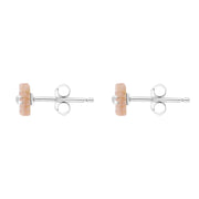 Sterling Silver Pink Mother of Pearl Tuberose 6mm Daisy Stud Earrings