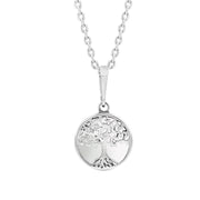 Sterling Silver Bauxite Round Tree of Life Necklace, P3616.