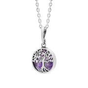 Sterling Silver Small Blue John Round Tree of Life Necklace